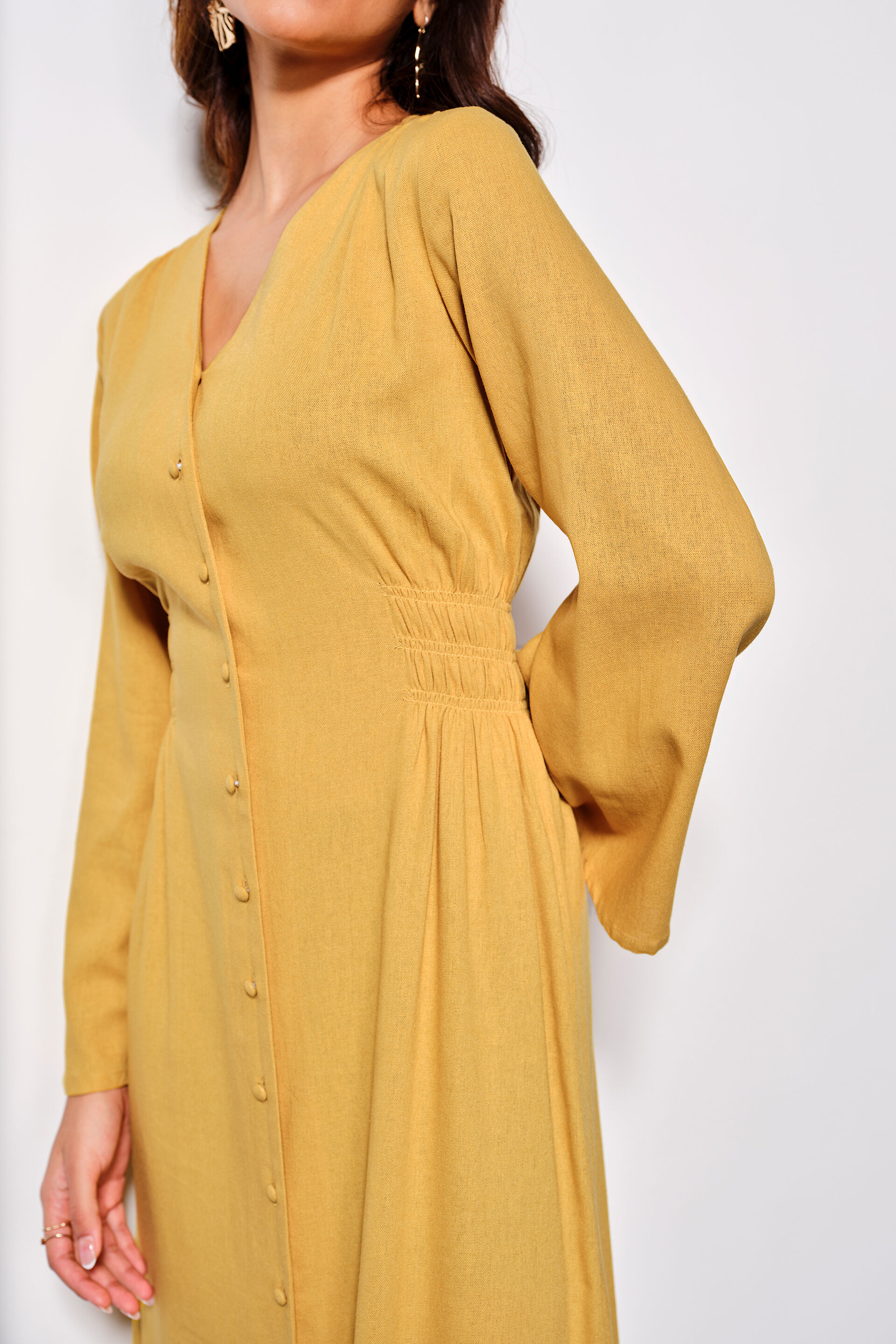 Button up yellow dress hot sale